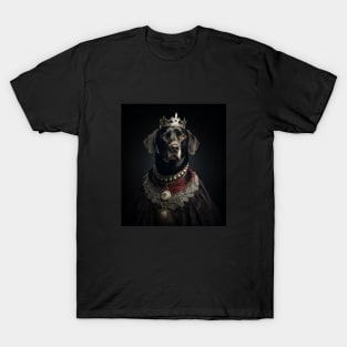 Majestic Black Labrador Retriever - Medieval English Queen T-Shirt